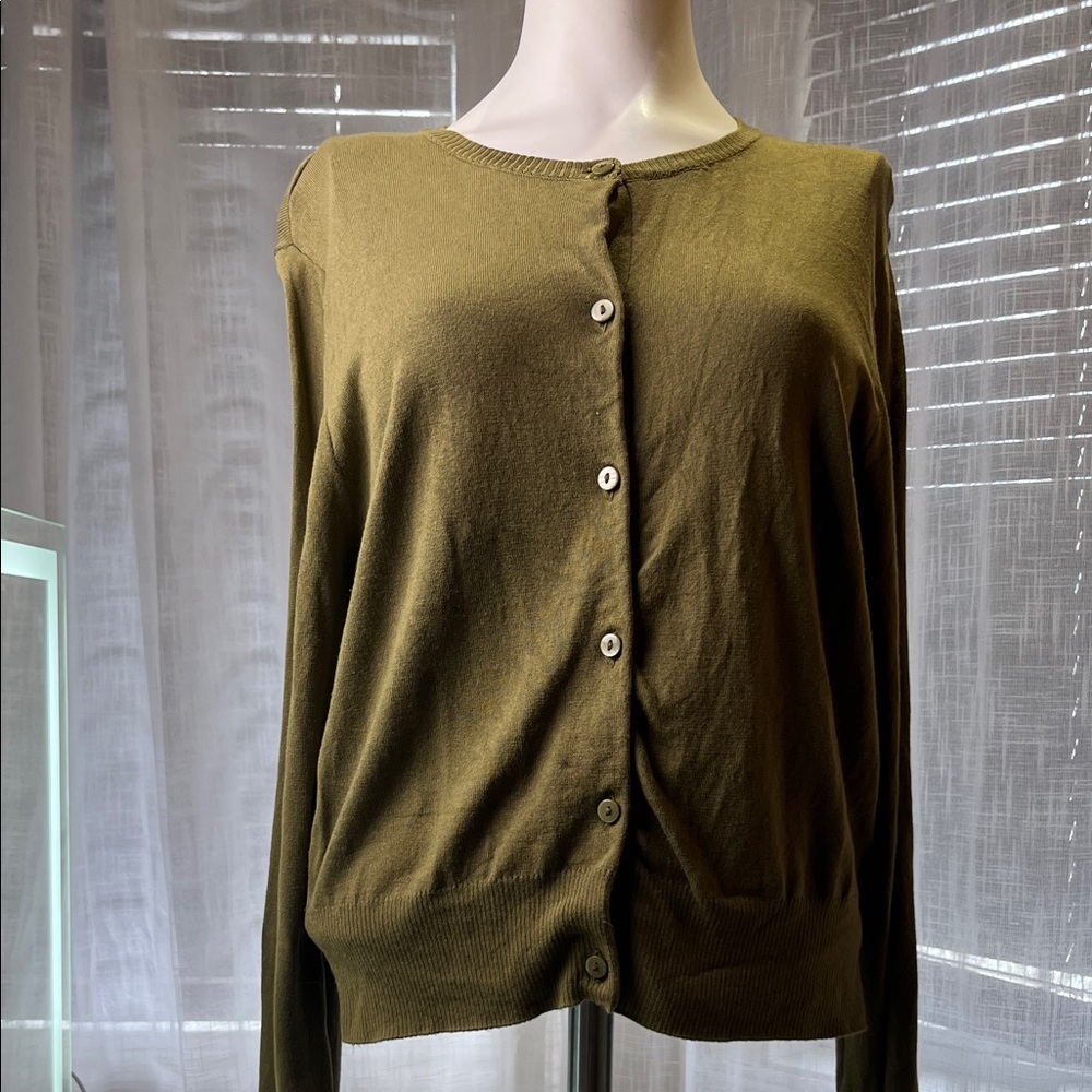 H&M Olive Green Button-Up Cardigan